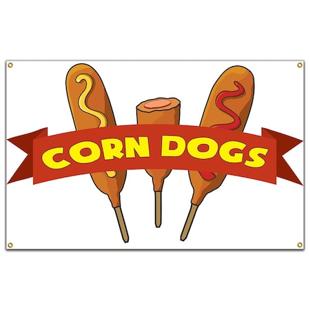 Signmission Corn Dogs Banner Heavy Duty 13 Oz Vinyl with Grommets Single Sided B-60 Corn Dogs